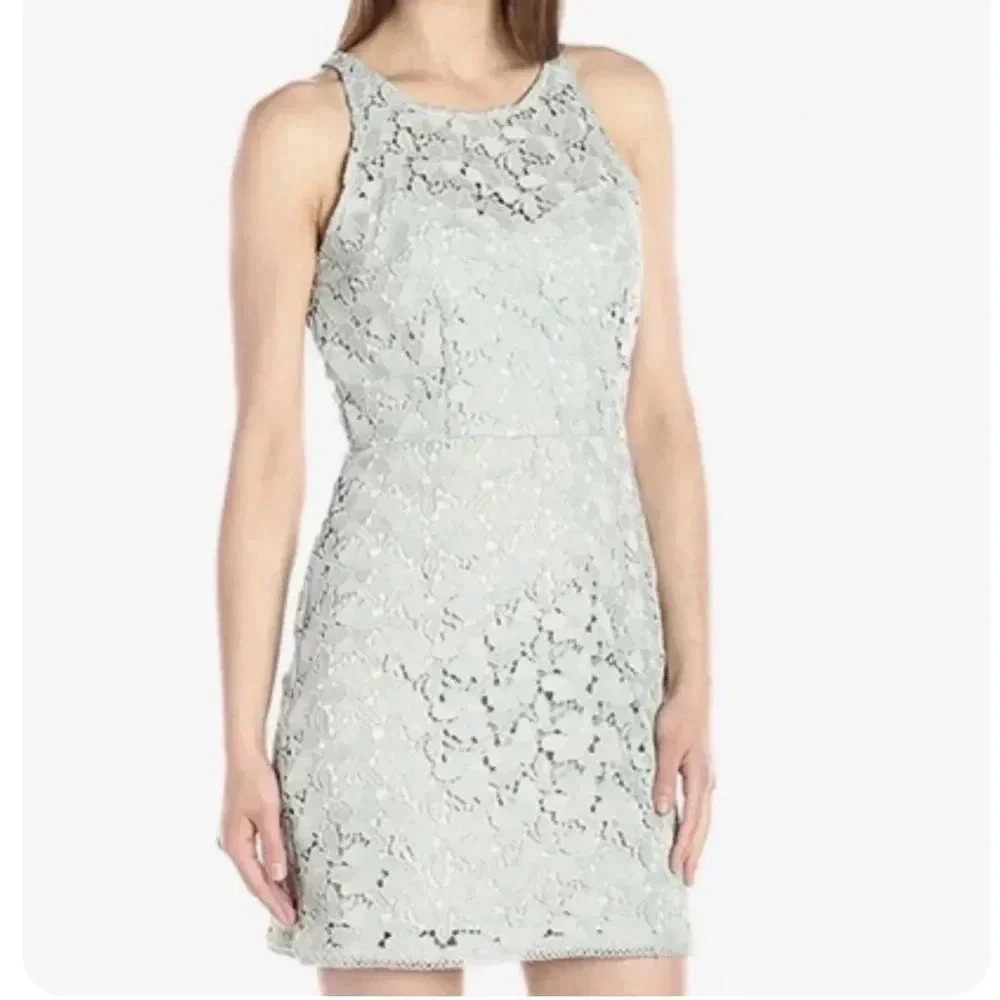 NWT Paper Crown Apache Mini Dress, Floral Sage Lace Size 4 Easter